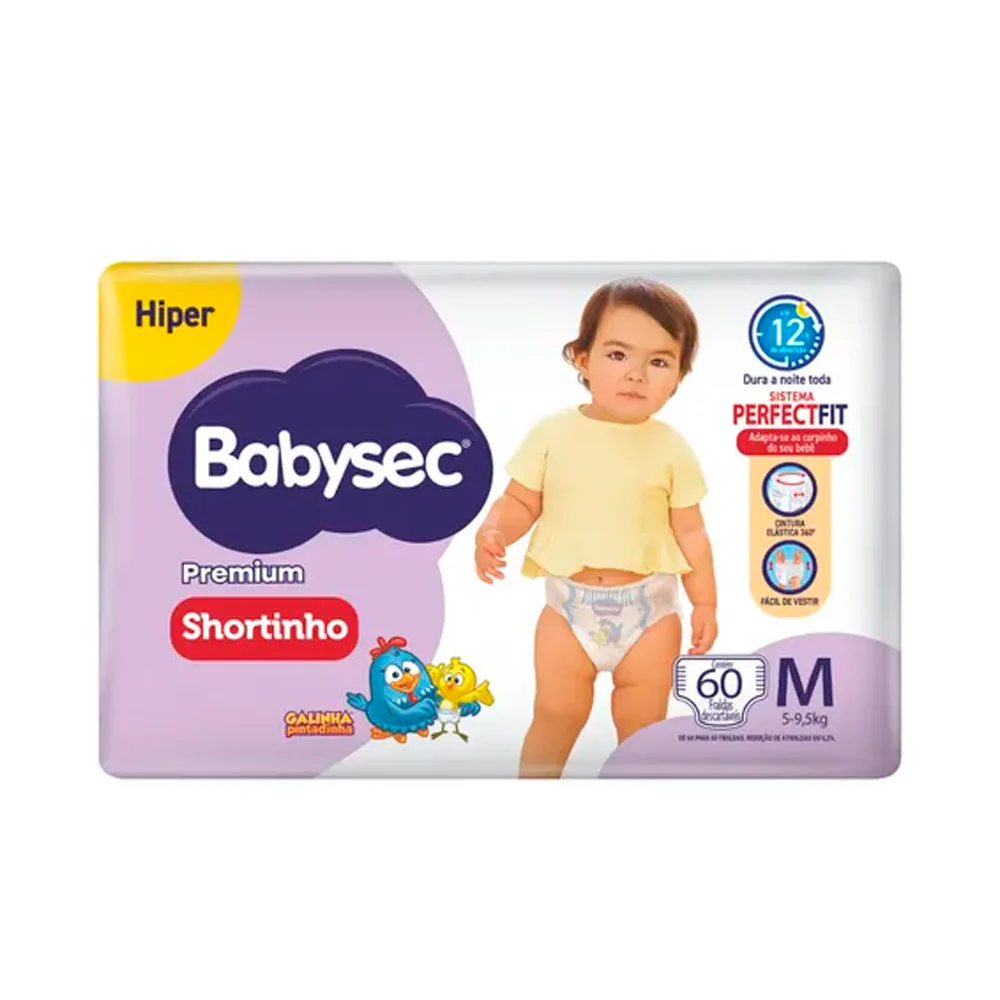 Fralda Babysec Galinha Pintadinha Shortinho M com 60 unidades